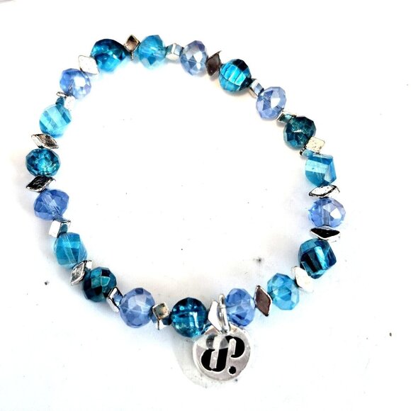 Bomb Party Holiday Stacks 2022 Noel, Noel Single Blue Beaded Stretch Bracelet - Picture 1 of 2